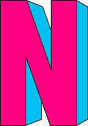 Logo of the three dimensional stylised letter N with a pink face and blue depth